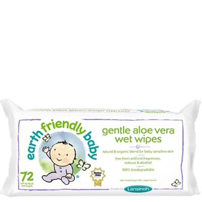 Earth Friendly Baby Gentle Aloe Vera Wet Wipes - 72 Pack