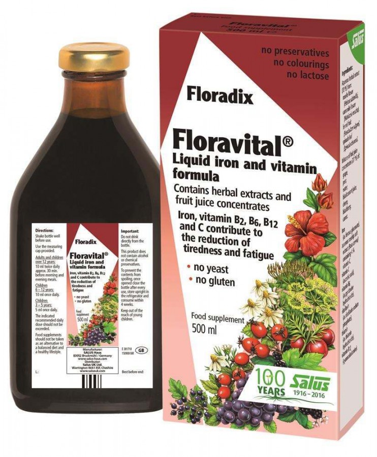 Floradix Floravital Yeast & Gluten Free Iron Formula 500ml