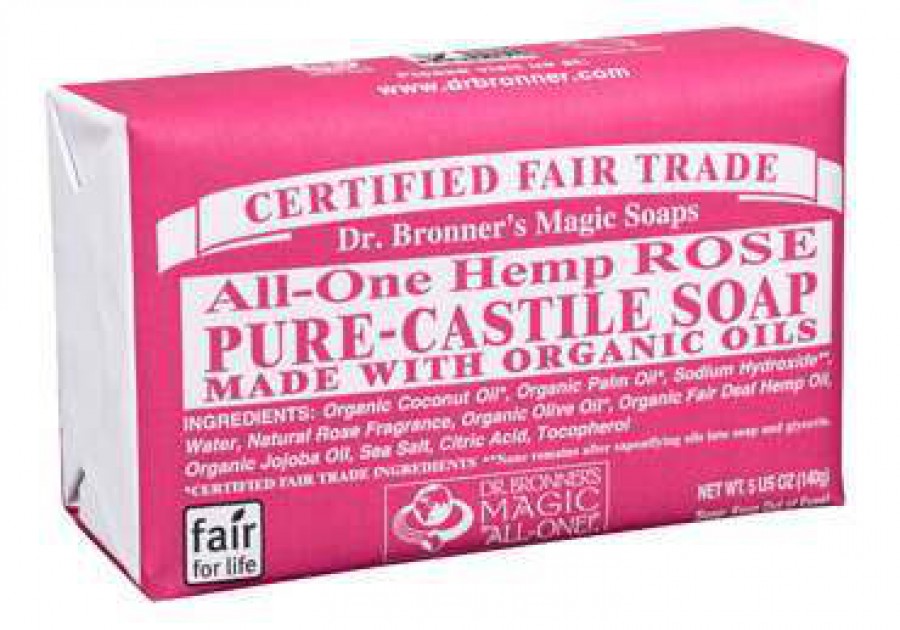 Dr Bronner's Organic Rose Soap Bar 140g