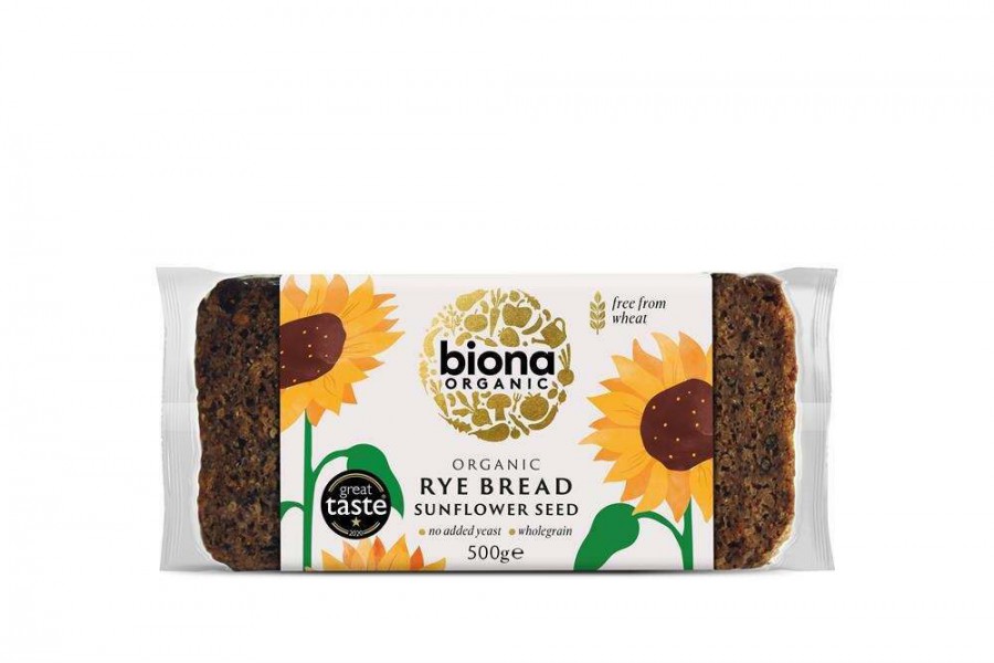 Biona Organic Sunflower Seed Rye Bread 500g - Pack of 2