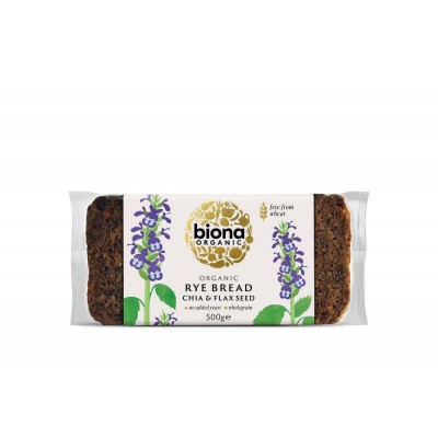 Biona Organic Rye Bread With Chia & Flax Seed 500g - Pack of 2