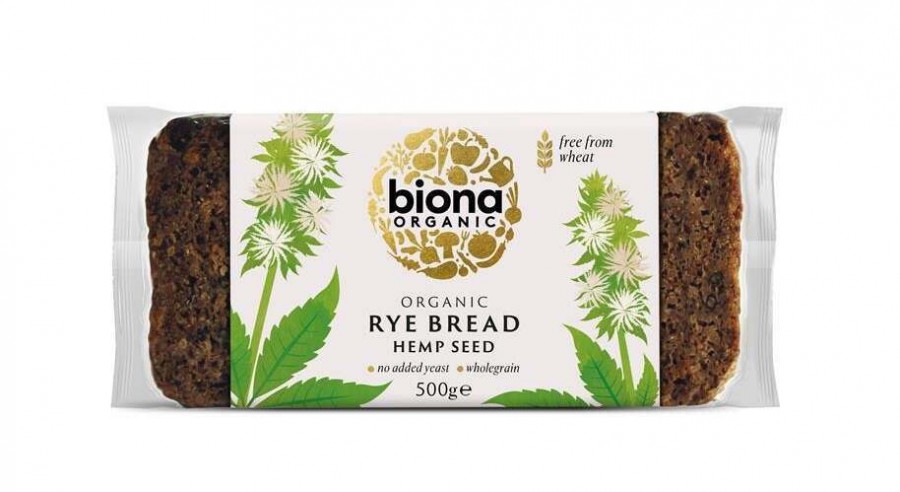 Biona Organic Rye & Hemp Seed Bread 500g - Pack of 2