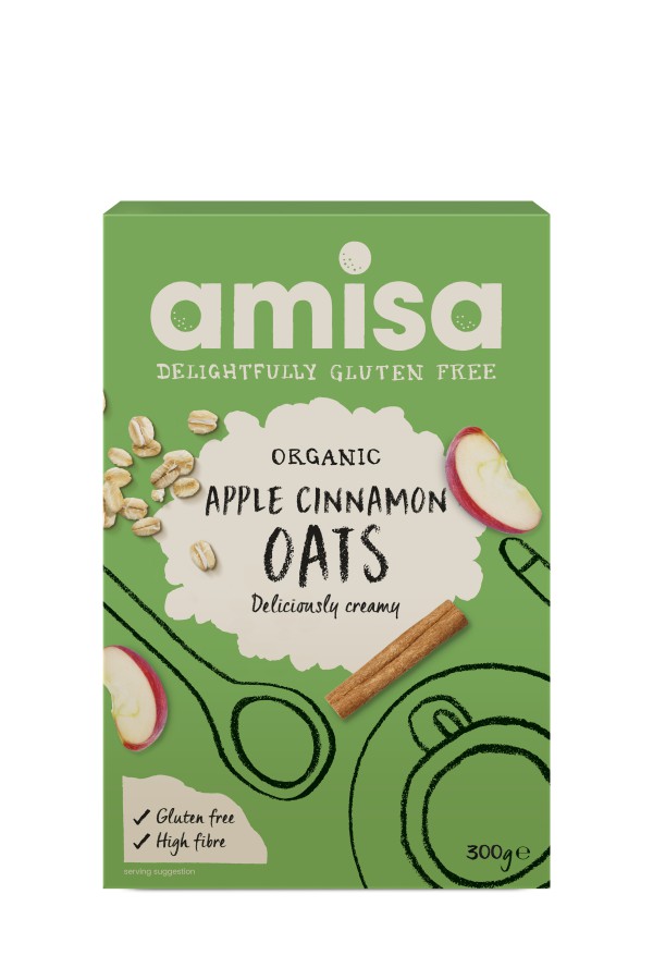 Amisa Organic Gluten Free Pure Apple & Cinnamon Porridge Oats 300g