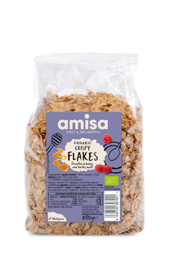 Amisa Organic Spelt Crispy Flakes 250g - Pack of 2