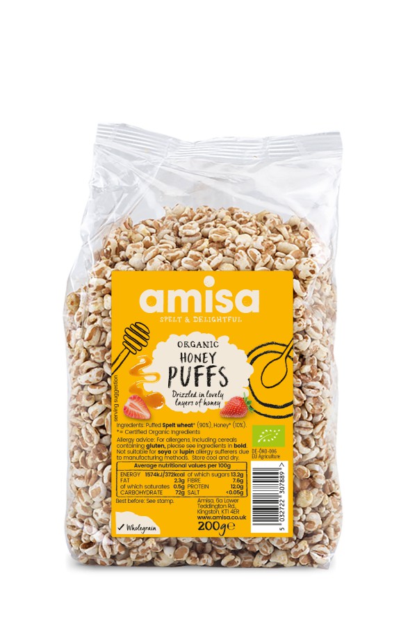 Amisa Organic Spelt Honey Puffs 200g - Pack of 2