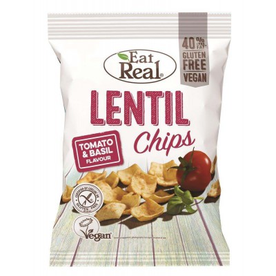 Eat Real Lentil Tomato & Basil Chips 113g - Pack of 5