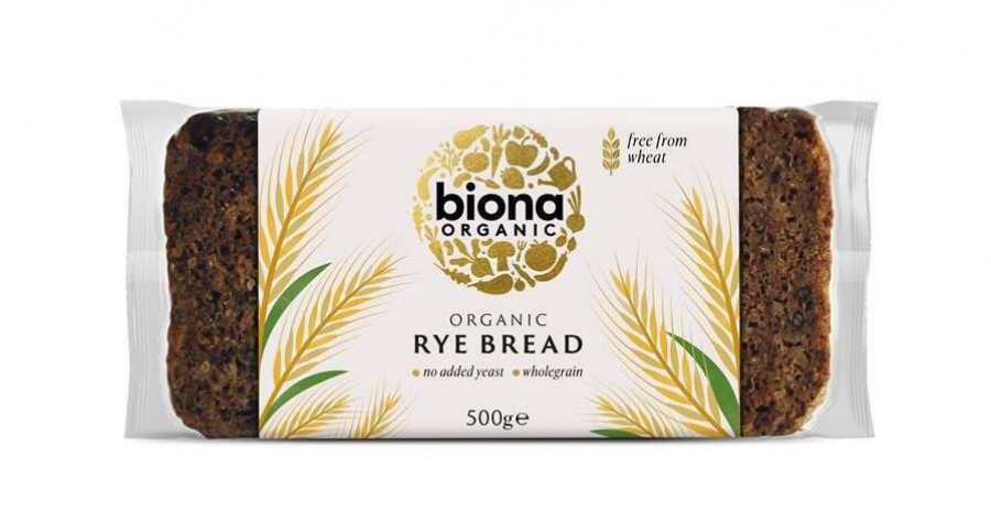 Biona Organic Wholemeal Rye Bread 500g - Pack of 2