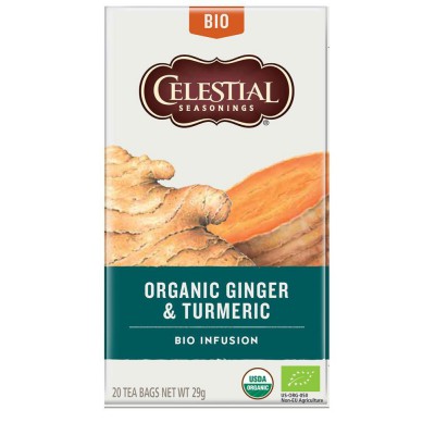 Celestial Seasonings Organic Ginger & Turmeric Herbal Tea 20 Bags