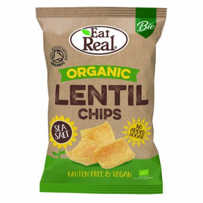 Eat Real Organic Lentil Chips Sea Salt 100g - Pack of 5