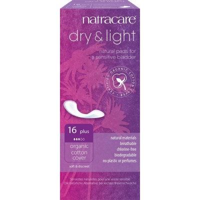 Natracare Dry & Light Incontinence Pads Plus - Pack of 16