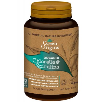 Green Origins Organic Chlorella & Spirulina 500mg 180 Tablets