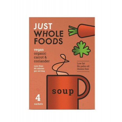 Just Wholefoods Organic Vegan Carrot & Coriander Soup - 4 Sachets