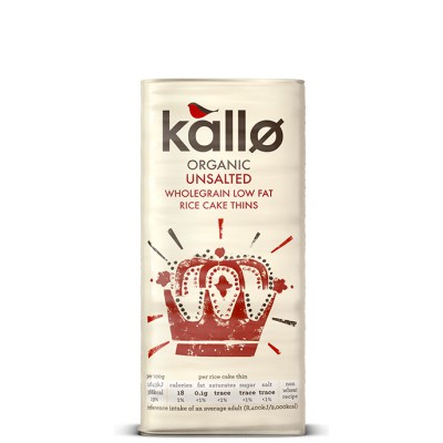 Kallo Organic Thin Slice Unsalted Rice Cakes 130g