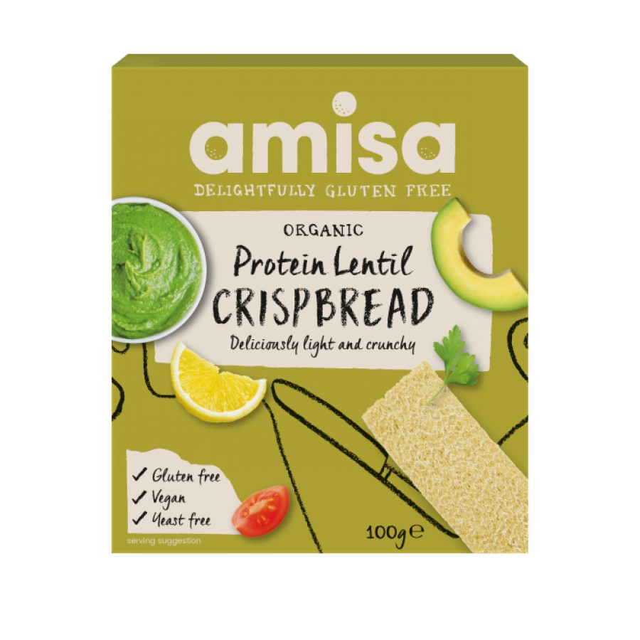 Amisa Organic Protein Lentil Crispbread 100g - Pack of 2