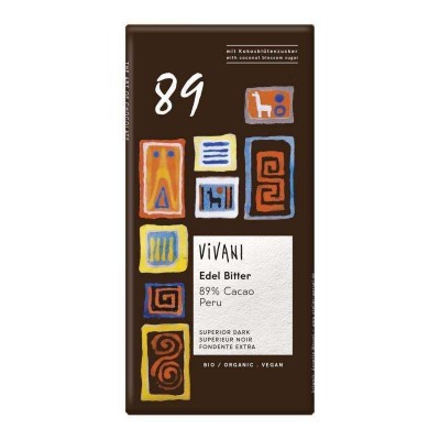Vivani Organic Superior Dark 89% Cacao Chocolate 80g - Pack of 5