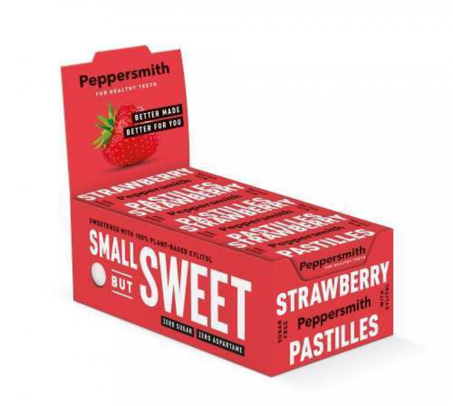 Peppersmith Strawberry Xylitol Pastilles 15g - Case of 12