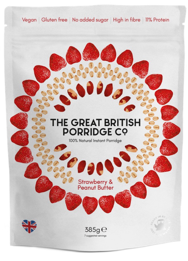 The Great British Porridge Co. Strawberry & Peanut Butter Porridge 385g