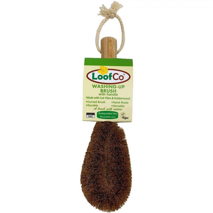 Loofco Washing-Up Brush with Rubberwood Handle