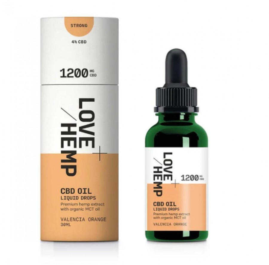 Love Hemp 1200mg Valencia Orange CBD Liquid Oral Oil Drops 30ml