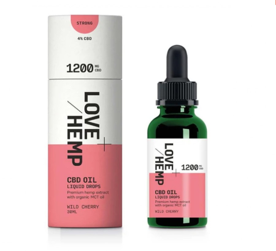 Love Hemp Wild Cherry 1200mg CBD Liquid Oral Oil Drops 30ml