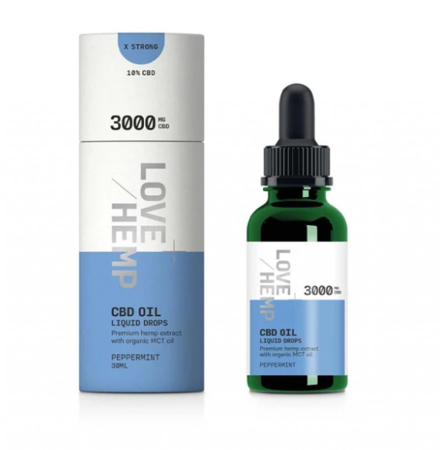 Love Hemp Peppermint 3000mg CBD Liquid Oral Oil Drops 30ml