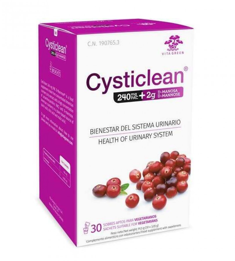 Cysticlean 240mg PAC plus 2g D-Mannose 30 Sachets