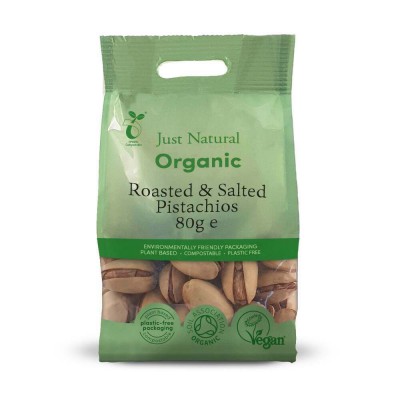 Just Natural Organic Roasted & Salted Pistachios in Shell 80g