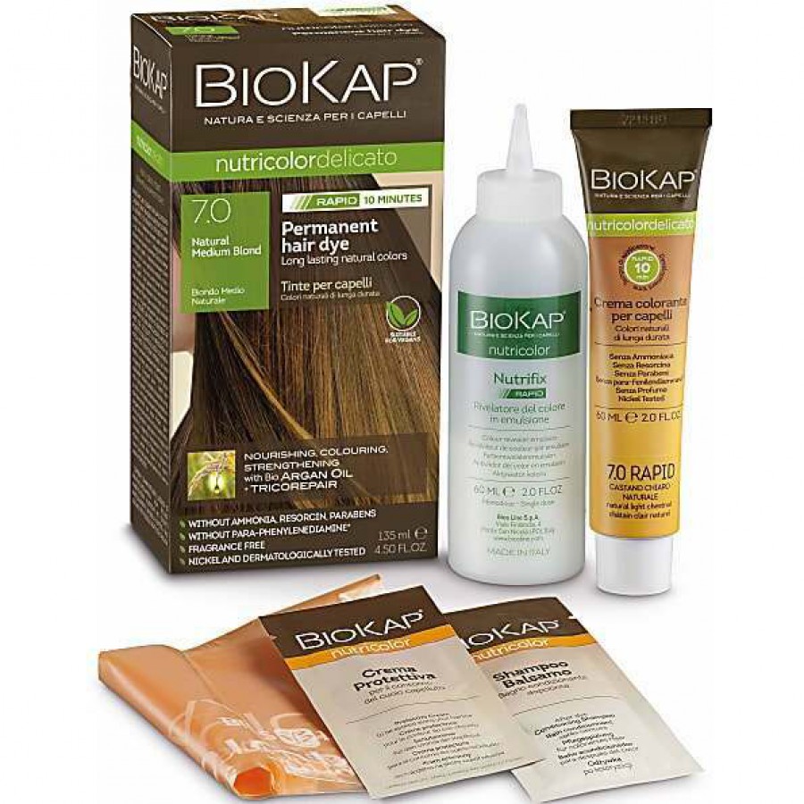 BIOKAP Natural Medium Blond 7.0 Rapid Hair Dye 135ml