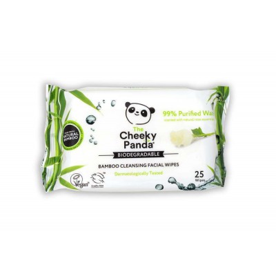 The Cheeky Panda Rose Bamboo Facial Wipes 25 Wipes - Pack of 2