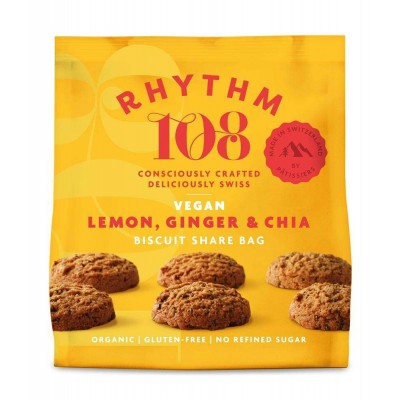 Rhythm 108 Lemon, Ginger & Chia Biscuit Share Bag 135g