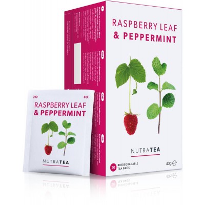 NutraTea - Raspberry Leaf & Peppermint Tea - 20 Tea Bags - Pack of 2