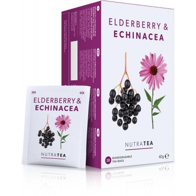 NutraTea - Elderberry & Echinacea Tea - 20 Tea Bags - Pack of 2