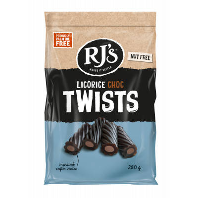 RJ's Licorice Choc Twists 280g