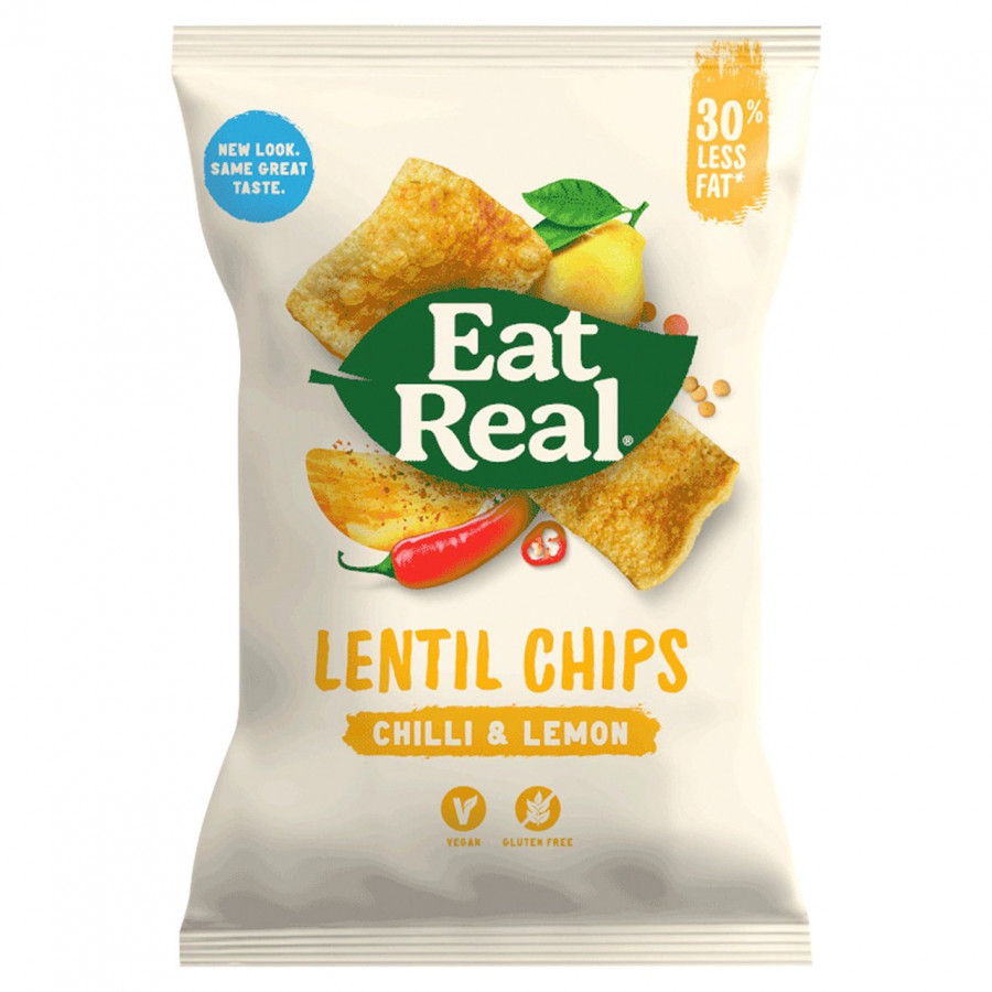 Eat Real Lentil Chilli & Lemon Chips 40g - Pack of 6