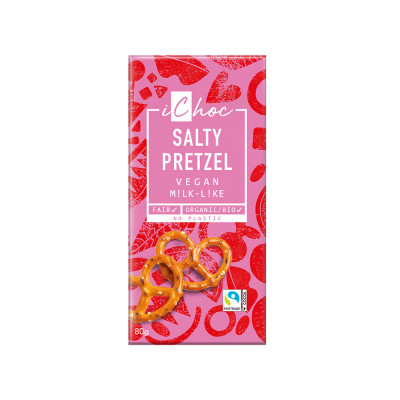 iChoc Salty Pretzel Vegan Chocolate 80g - Pack of 5