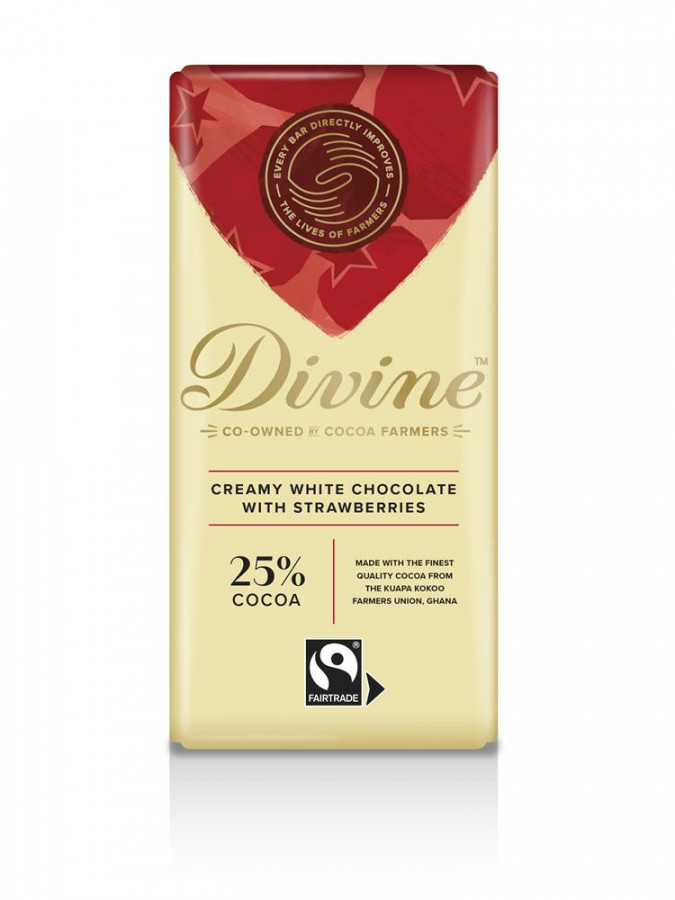 Divine White Chocolate with Strawberries 90g - Pack of 3