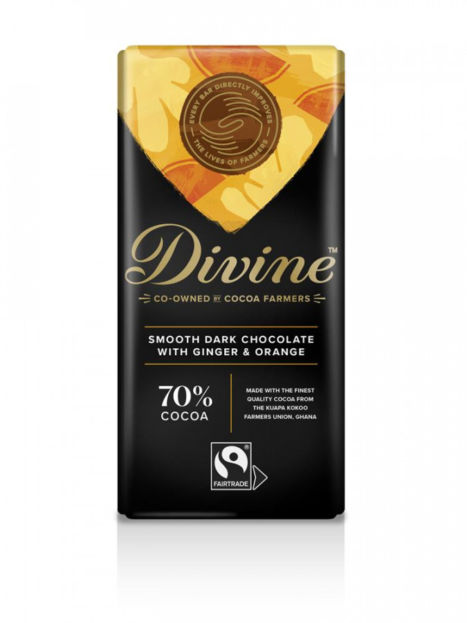 Divine Dark Chocolate Ginger & Orange 90g - Pack of 3