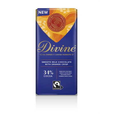 Divine Smooth Milk Chocolate with Orange Crisp 90g - Pack of 3