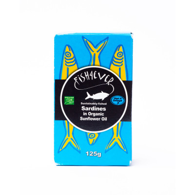 Fish4Ever Whole Sardines in Organic Sunflower Oil 125g - Pack of 2