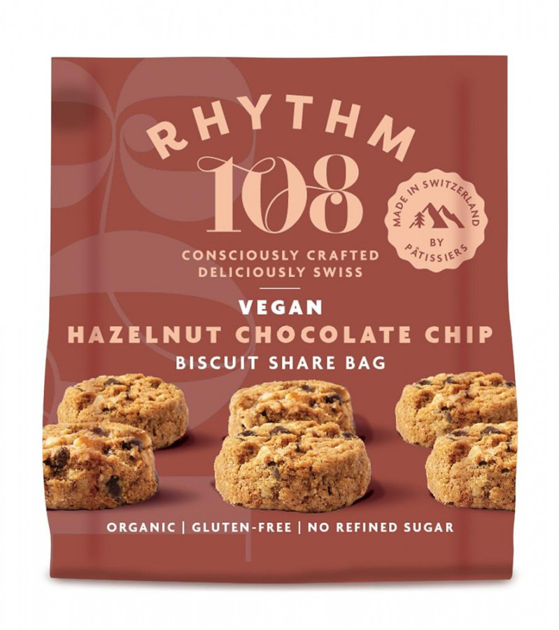 Rhythm 108 Hazelnut Chocolate Chip Biscuit Bag 135g