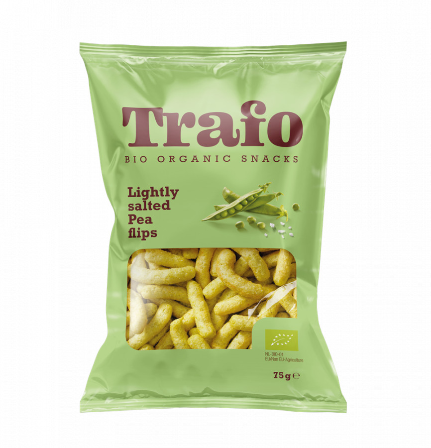 Trafo Organic Lightly Salted Pea Flips 75g - Pack of 6