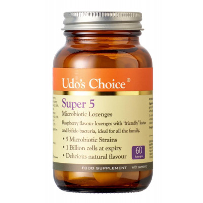 Udos Choice Super 5 Microbiotic Raspberry Flavour 60 Lozenges