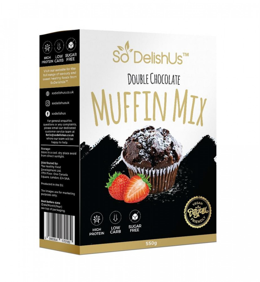 SoDelishUs Vegan Double Chocolate Muffin Mix 550g