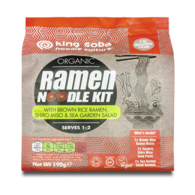 King Soba Organic Brown Rice Ramen Kit 190g