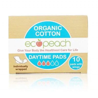 Ecopeach Organic Cotton Day Time Pads - 10 Pieces - Pack of 2